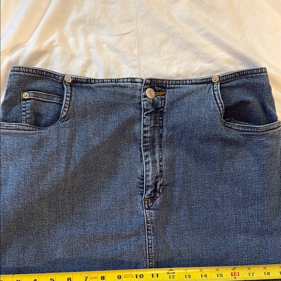 Cleo Blue Stretch Denim Maxi Skirt with back slit. Size 12. - Picture 3 of 7